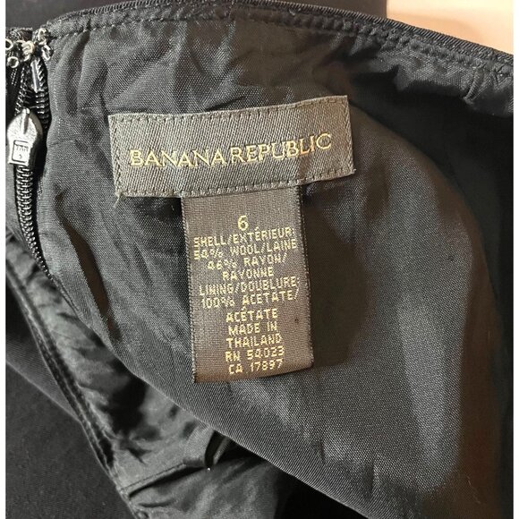 Vtg Y2k Banana Republic Women's Black Lined A-Line Skirt Size 6 Wool Blend - Picture 3 of 7